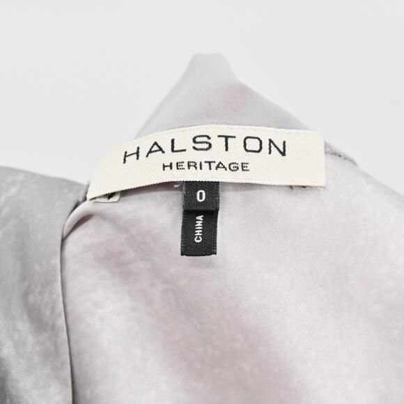 HALSTON HERITAGE Jumpsuit Womens Sz 0 Gray Satin Jogger Spaghetti‎ Strap V Neck - Picture 8 of 14